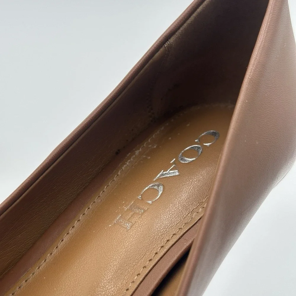 Coach Lauri Leather Pumps 7.5B Caramel Tan Snake Cap Toe Turnlock Accents - Picture 13 of 15